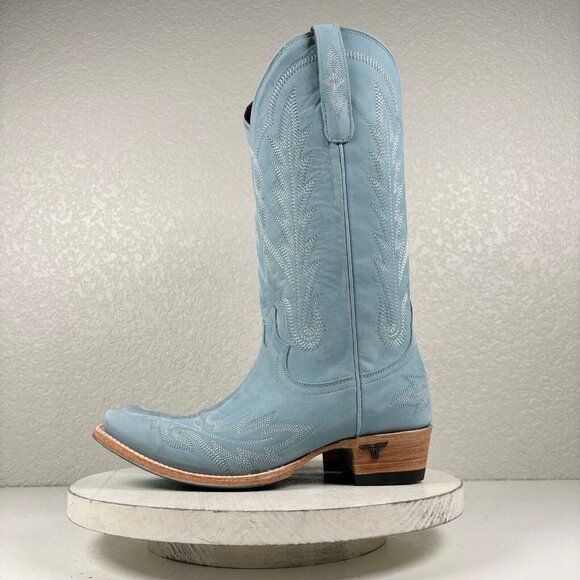 Lane LEXINGTON Powder Blue Cowboy Boots Womens 7 Leather Western Snip Toe Tall - Picture 4 of 11
